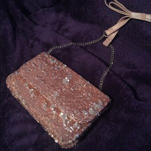 NWOT brand new rose gold pink sequin Target purse